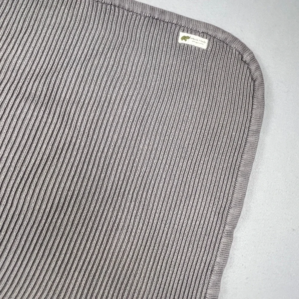 Monica + Andy Knit Blanket Grey Organic Cotton Ribbed Soft Nursery Boho